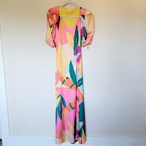 MIARTE Colorful Puff‎ Sleeve Maxi Dress